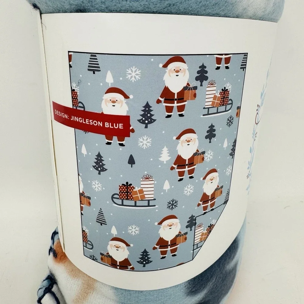 Christmas Birch Trail‎ Jingleson Blue Santa Holiday Printed 50